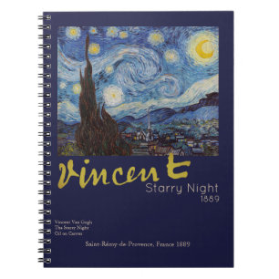 Van Gogh Sternennacht Vintage Blau Meisterwerk Notizblock
