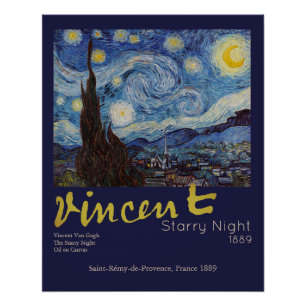 Van Gogh Sternennacht Vintage Blau Meisterwerk Poster