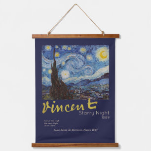 Van Gogh Sternennacht Vintage Blau Meisterwerk Wandteppich Mit Holzrahmen