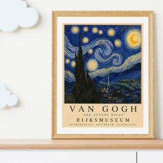 Van Gogh Sternennacht | Vintage-Nachthimmelplakat Poster