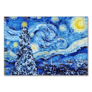 Van Gogh - Sternennacht - Weihnachtstischkarte Tischnummer