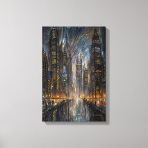 Van Gogh Stil Futuristische Stadtlandschaft Kunst Leinwanddruck