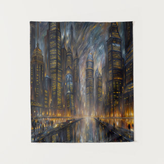 Van Gogh Stil Futuristische Stadtlandschaft Kunst Wandteppich