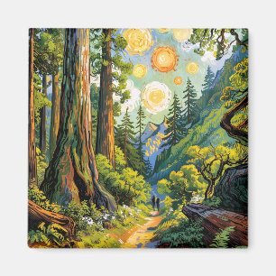 Van Gogh Stil Redwood National Park Wanderweg  Magnet