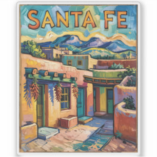 Van Gogh Stil Santa Fe Reise Kunst mit Adobe-Haus Aufkleber