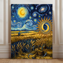 Van Gogh Stil Starry Harvest Weizenfeld Poster