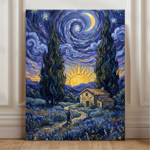 Van Gogh Stil Zypressen Dämmerung Sternennacht Kun