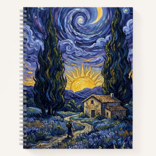 Van Gogh Stil Zypressen Dämmerung Sternennacht Kun Notizbuch