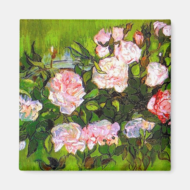 Van Gogh Still Life mit rosa Roses Magnet (Vorne)