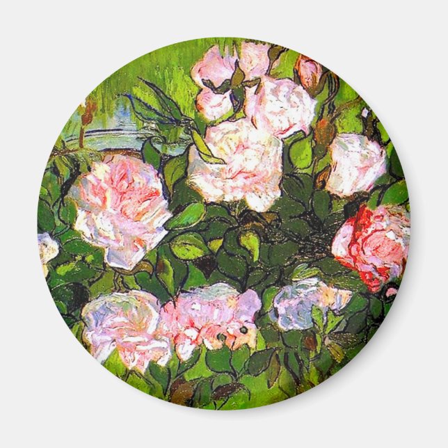 Van Gogh Still Life mit rosa Roses Magnet (Vorne)