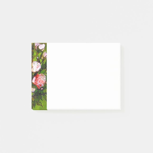 Van Gogh Still Life mit rosa Roses Post-it Klebezettel (Vorderseite)