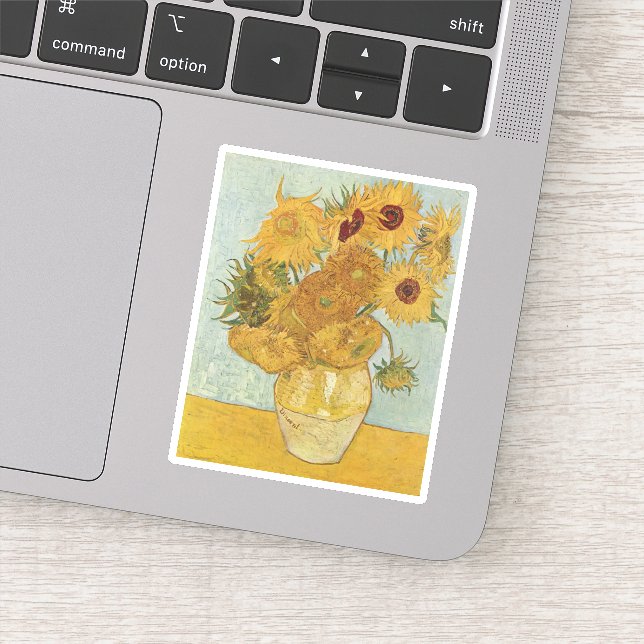 van Gogh Still Life Vase mit zwölf Sonnenblumen Aufkleber (Detail)