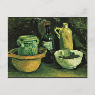 Van Gogh - Stilleben mit Töpferei und zwei Flasche Postkarte