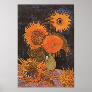 Van Gogh - Stillleben mit 5 Sonnenblumen Poster
