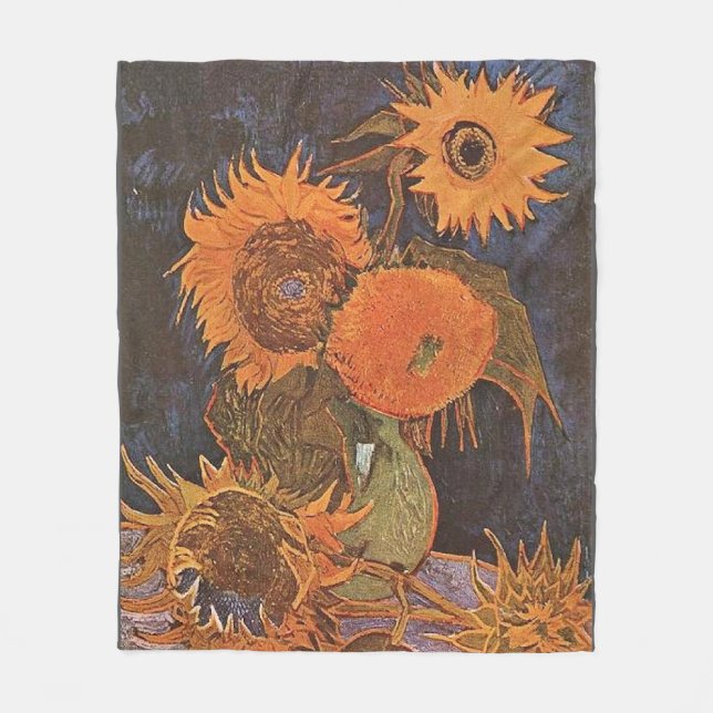 Van Gogh - Stillleben mit fünf Sonnenblumen, Fleecedecke (Vorderseite)