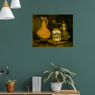 Van Gogh Stillleben mit Kaffeemühle, Pfeife und Kr Poster