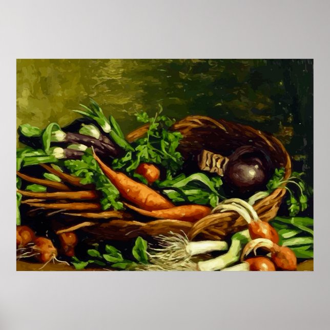 Van Gogh Stillleben mit Korb voller Gemüse  Poster (Vorne)