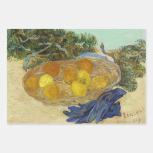 Van Gogh Stillleben mit Orangen, Zitronen und blau Geschenkpapier Set