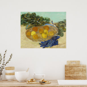 Van Gogh Stillleben mit Orangen, Zitronen und blau Poster