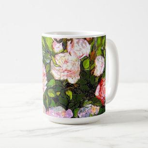 Van Gogh Stillleben mit rosa Rosen Kaffeetasse