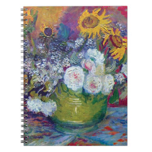 Van Gogh - Stillleben mit Rose und Sonnenblumen Notizblock