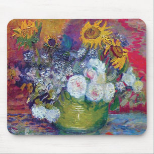 Van Gogh - Stillleben mit Rosen und Sonnenblumen Mousepad