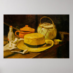 Van Gogh Stillleben mit Strohhut Poster