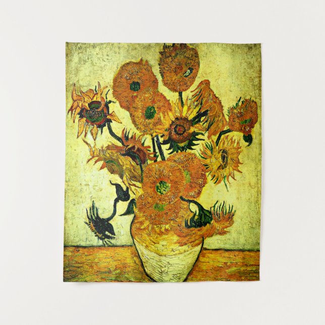 Van Gogh - Stillleben Vase mit 14 Sonnenblumen Wandteppich (Vorderseite)