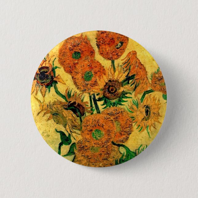 Van Gogh - Stillleben Vase mit fünfzehn Sonnenblum Button (Vorderseite)