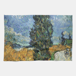 Van Gogh Straße mit Zypressen Impressionismus Geschirrtuch