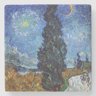 Van Gogh Straße mit Zypressen Impressionismus Steinuntersetzer