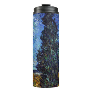 Van Gogh Straße mit Zypressen Impressionismus Thermosbecher