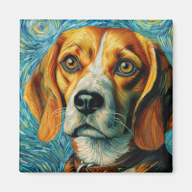 Van Gogh Style Beagle Art Magnet (Vorne)