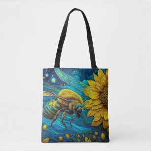 Van Gogh Style Bee & Sunflower Tasche