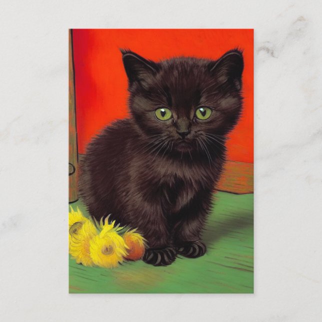 Van Gogh Style Black Cat Begleitkarte (Vorderseite)
