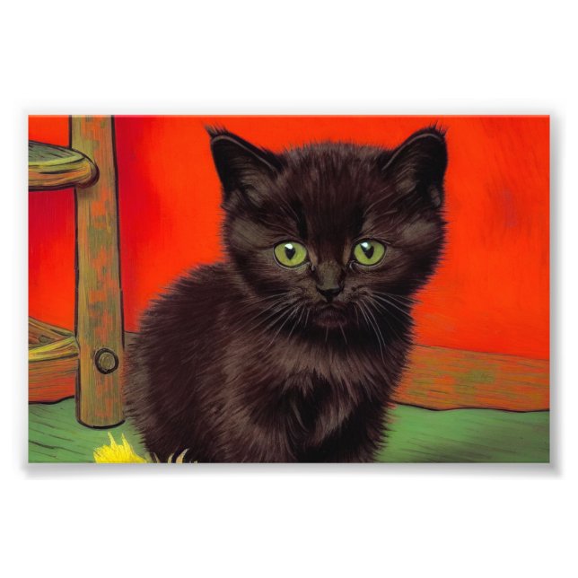 Van Gogh Style Black Cat Fotodruck (Vorne)