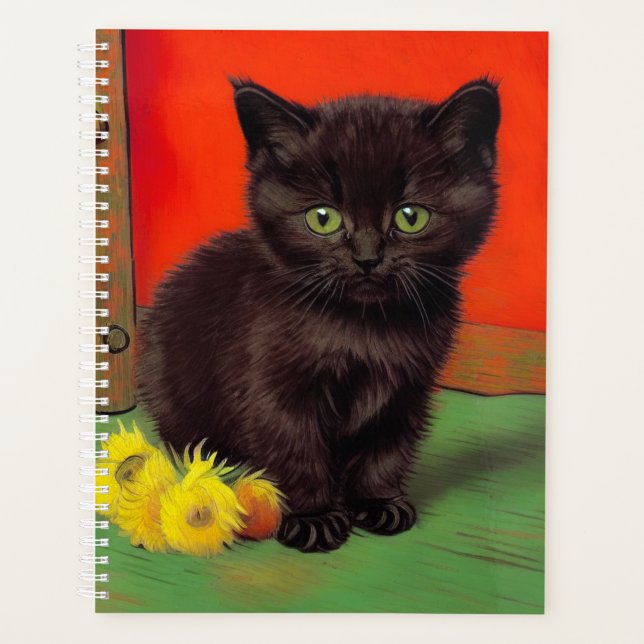 Van Gogh Style Black Cat Planer (Vorderseite)