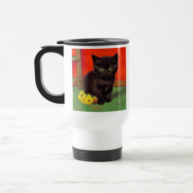 Van Gogh Style Black Cat Reisebecher (Links)