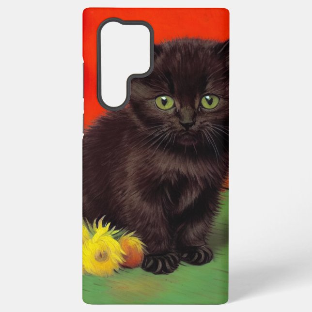 Van Gogh Style Black Cat Samsung Galaxy Hülle (Rückseite)