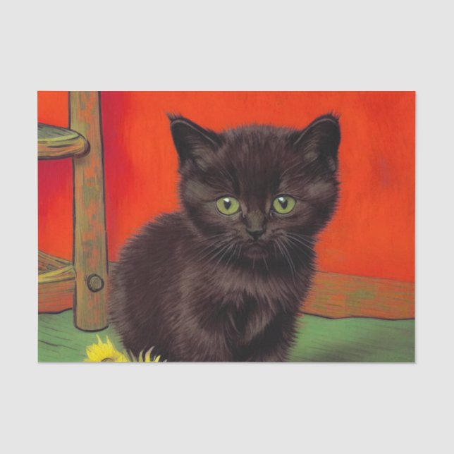 Van Gogh Style Black Cat Seidenpapier (Vorderseite)