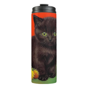 Van Gogh Style Black Cat Thermosbecher
