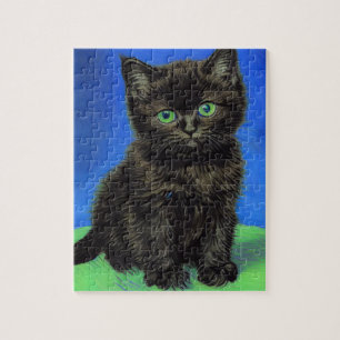 Van Gogh Style Black Kitten