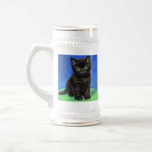 Van Gogh Style Black Kitten Bierglas