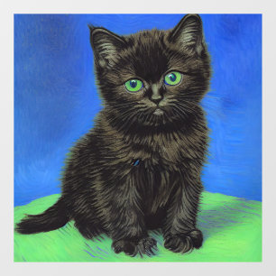 Van Gogh Style Black Kitten Fensteraufkleber