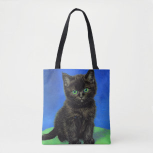 Van Gogh Style Black Kitten Tasche