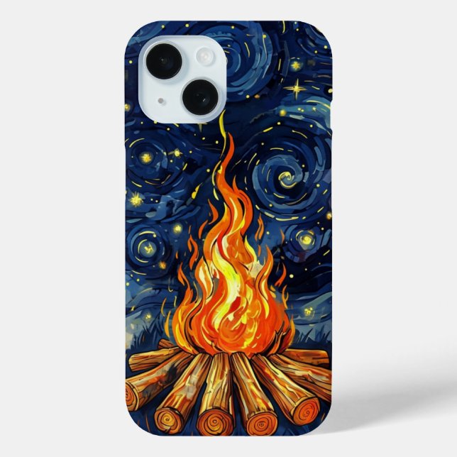 Van Gogh Style Campfire Case-Mate iPhone Hülle (Rückseite)