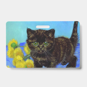Van Gogh Style Cat mit Sonnenblumen Ausweis