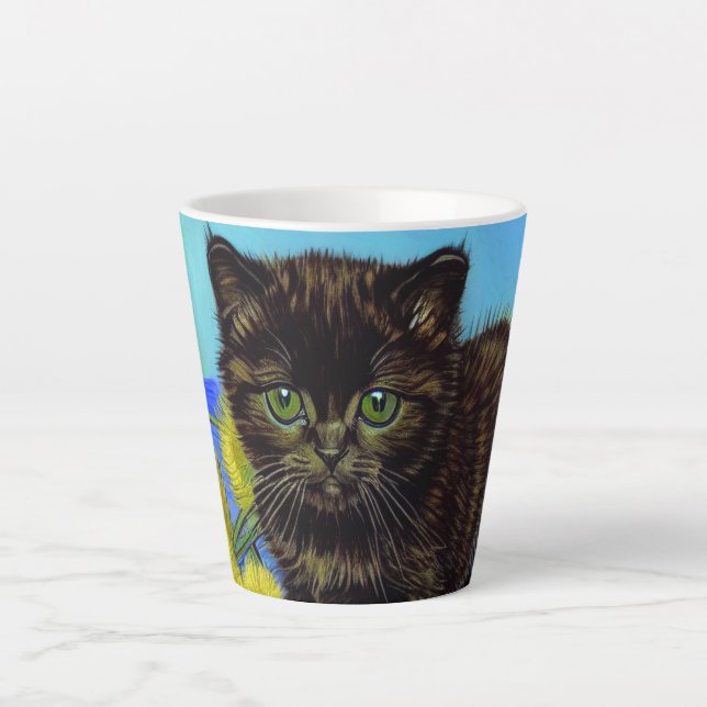 Van Gogh Style Cat mit Sonnenblumen Milchtasse (Vorderseite)