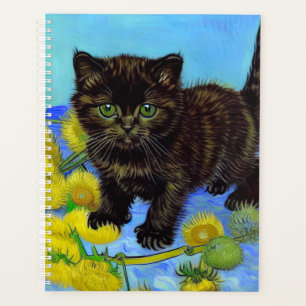 Van Gogh Style Cat mit Sonnenblumen Planer
