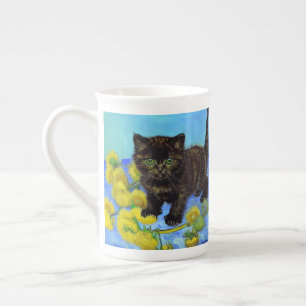Van Gogh Style Cat mit Sonnenblumen Prozellantasse